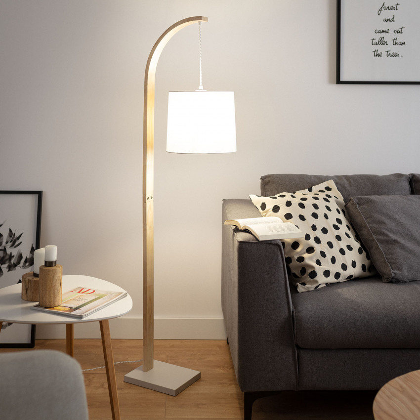 Product of Haakon Wood and Textile Floor Lamp
