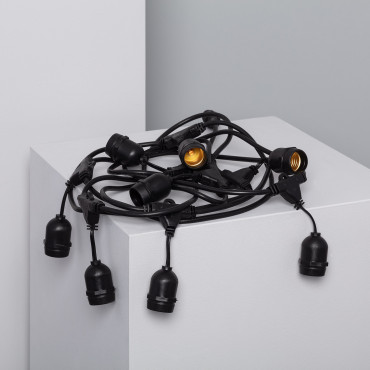 Product Black Waterproof 5.5m String of 8x E27 Lamp Holders (IP65)