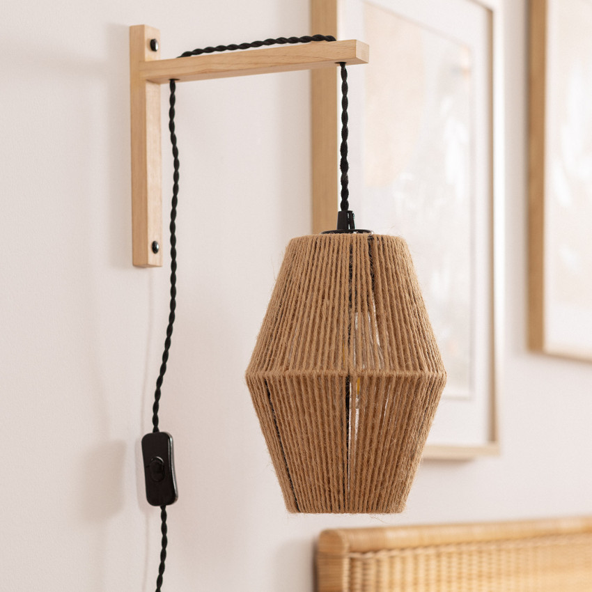 Product of Ikal Wood & Rope Wall Lamp
