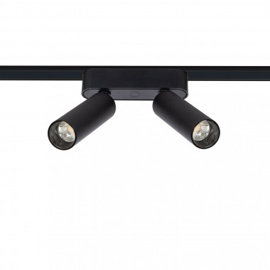 Spot LED Double 14W CRI90 (UGR16) Noir pour Rail Magnétique Monophasé Extra-Plat 25mm 48V