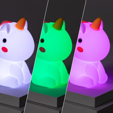 Luce Notturna per Bambini LED Infantile Unicorno RGB Silicone con