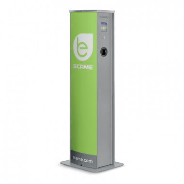 SCAME Electric Car Charger OCPP 7,4kW Single Phase Tower with 2 Outlets 204.CA21B-T2T2A