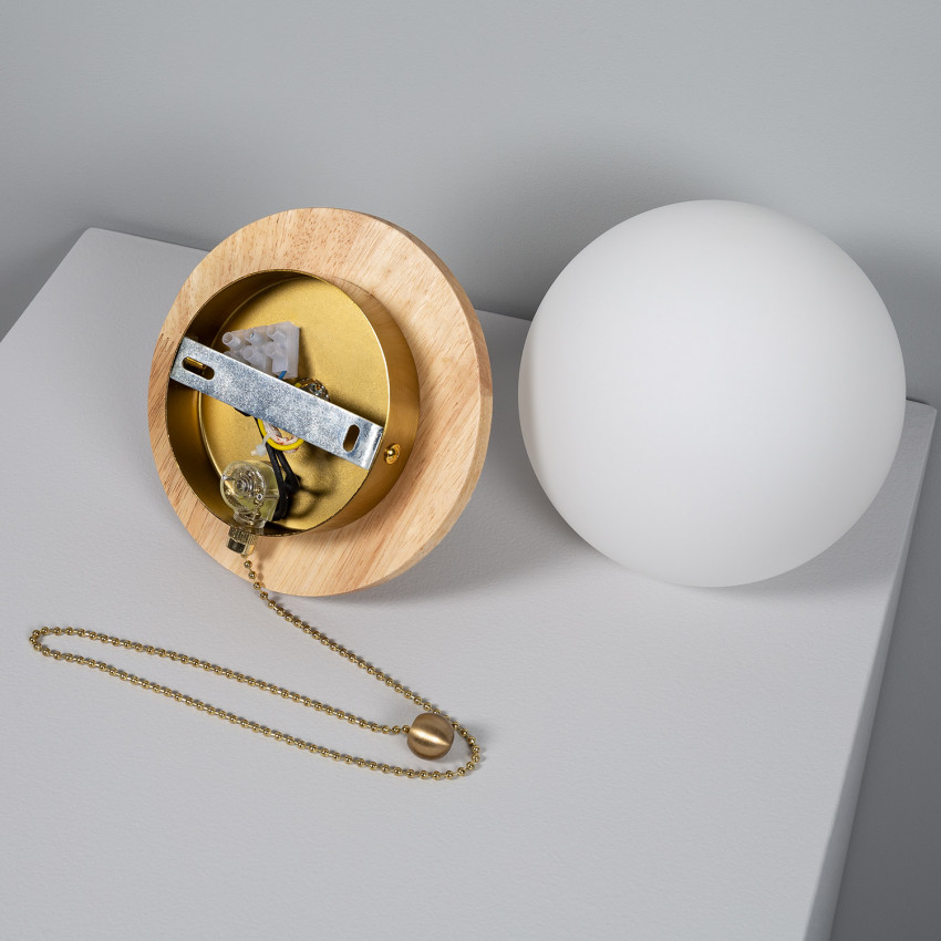 Product van Wandlamp Hout en Glas Gold Orbit