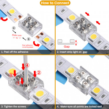 Connecteur câblé pour Ruban LED 12/24V DC avec Vis