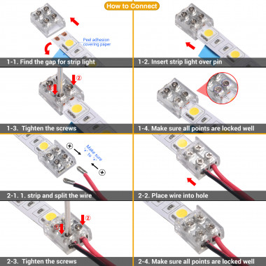 Connettore Striscia LED 12/24V DC Cavi e Viti - Ledkia
