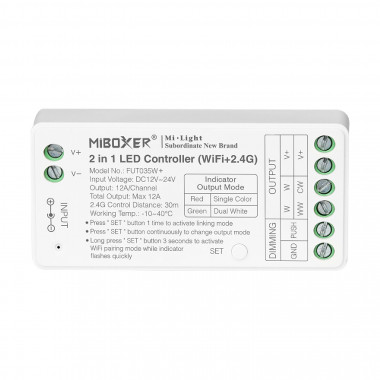 Prodotto da Controller Wi-Fi LED Monocolore/CCT 12/24V DC MiBoxer FUT035W+ Compatibile con Pulsante