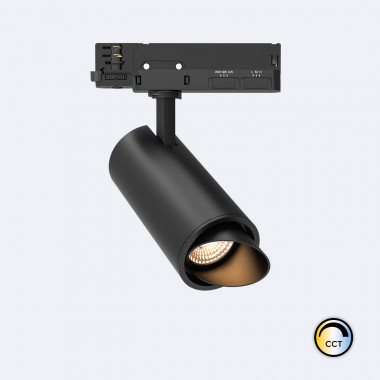 LED Track Spot Driefasig 20W Fasano Cilinder Bezel CCT No Flicker Dimbaar Zwart