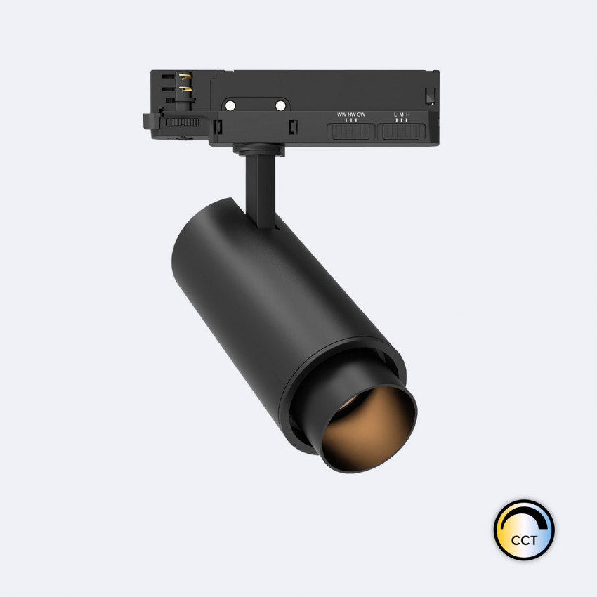 Produit de Spot LED Fasano Cylindre 30W pour Rail Triphasé CCT No Flicker Dimmable DALI Noir 