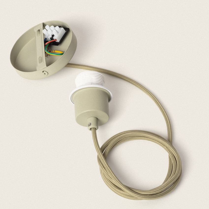 Product van Lamphouder Houder voor Hanglamp met Groen Textiel Kabel