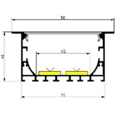 Produkt von Aluminiumprofil Einbau 2m mit durchgehender Abdeckung für LED-Streifen bis 45 mm  