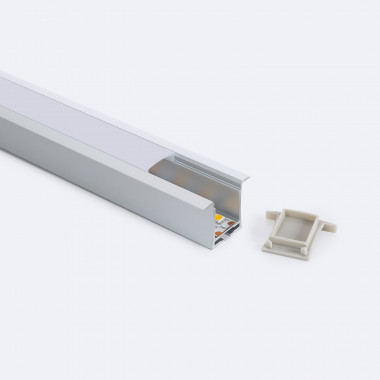 Aluminiumprofil Einbau 2m mit durchgehender Abdeckung für LED-Streifen bis 19 mm