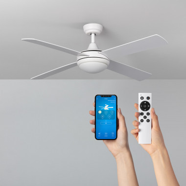 Navy WiFi Silent Ceiling Fan with DC Motor in White 132cm