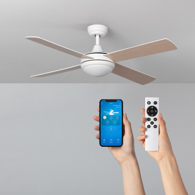 Baffin White Wooden WiFi Silent Ceiling Fan with DC Motor 132cm