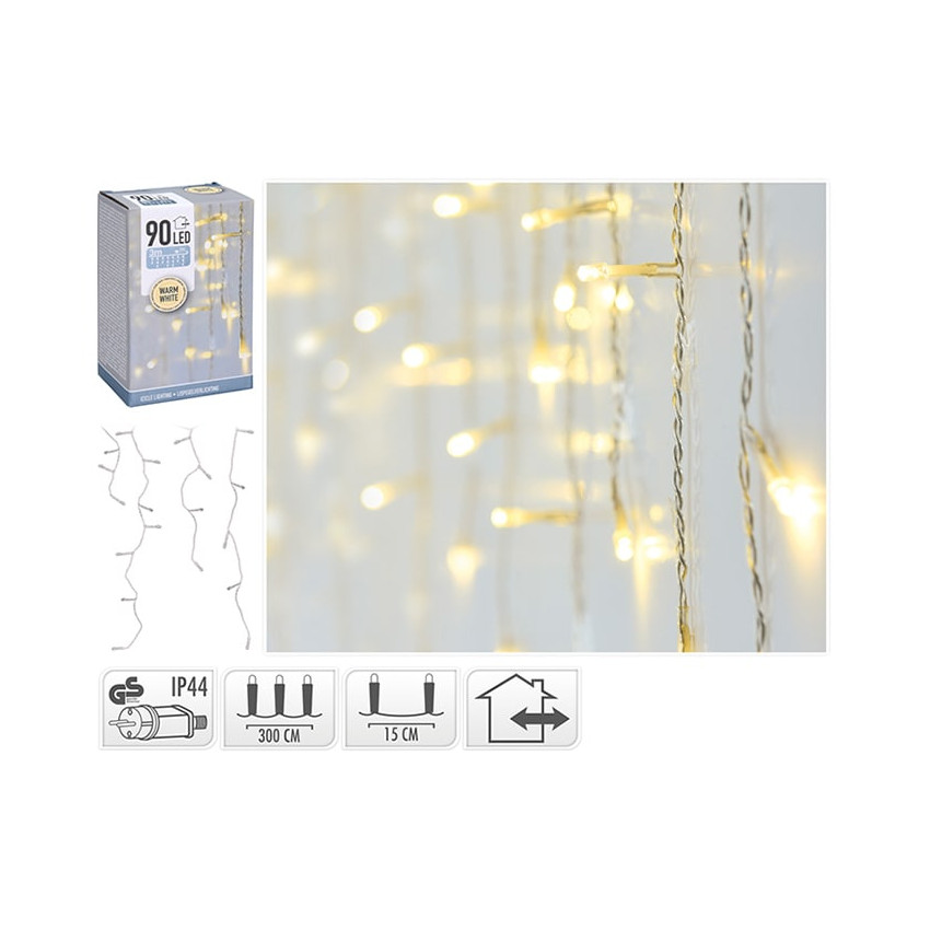 Product van LED Slingergordijn Outdoor 3m Transparant  Carámbano 