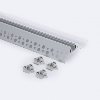 Profilé Aluminium Intégration Plâtre/Placo pour Angle Extérieur Ruban LED jusqu'à 9 mm