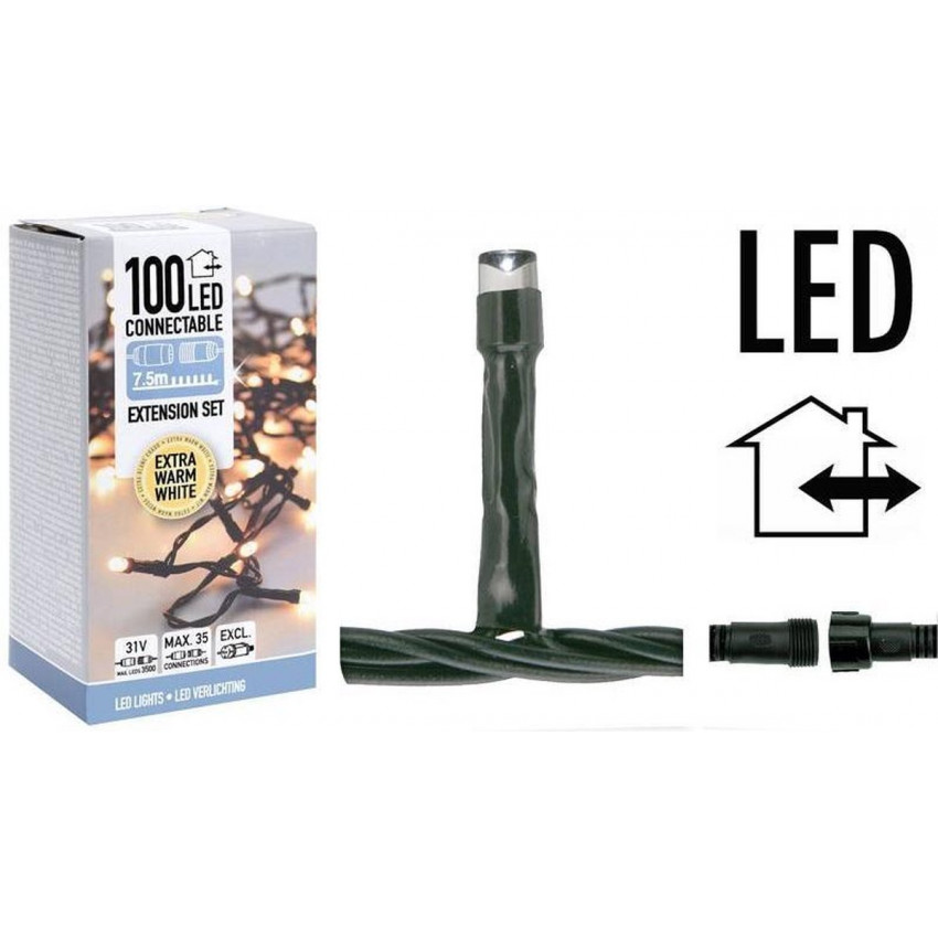 Product van Verlenging 7,5 m Outdoor licht slingers met  Zwarte Kabel LED