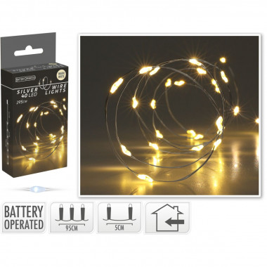 LED-Girlande Draht Batterie 2m Warmweiß