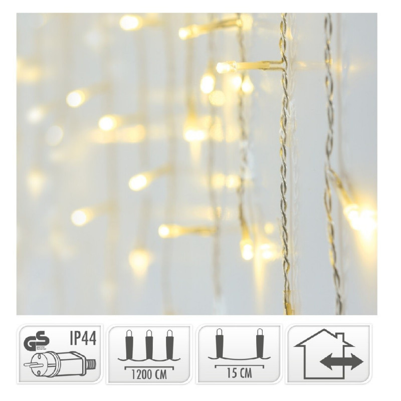 Rideau Guirlande LED Extérieur Transparent Carambano 12 m