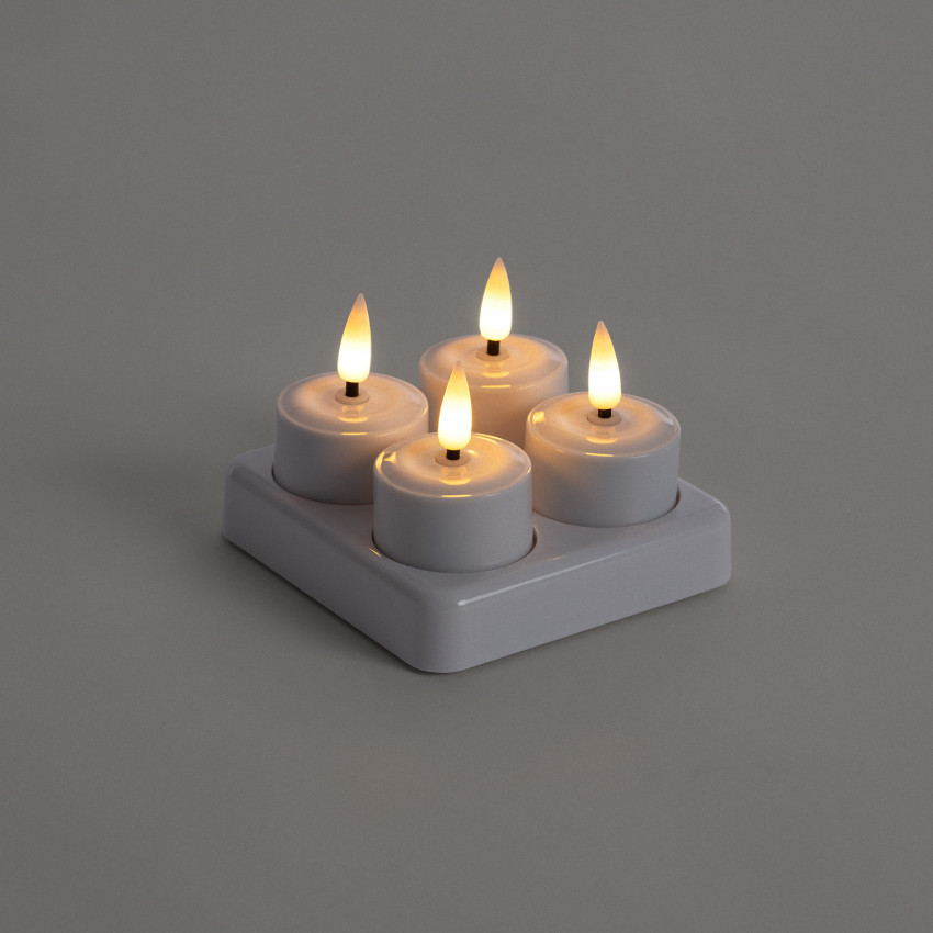 Product of Pack of 4 Mini Hanly LED Candles with Rechargeable Battery USB Base 