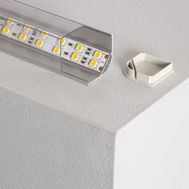 Aluminiumprofil Ecken mit Durchgehender Abdeckung für LED-Streifen bis 20mm