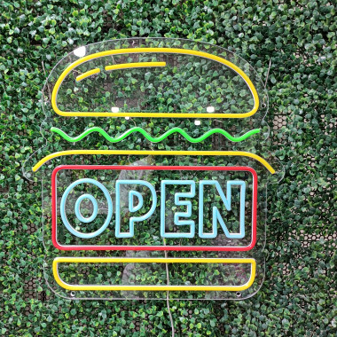 LED-Neonschild Open Burger