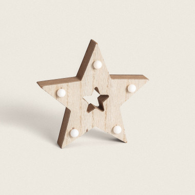 Wooden LED Christmas Star with Battery