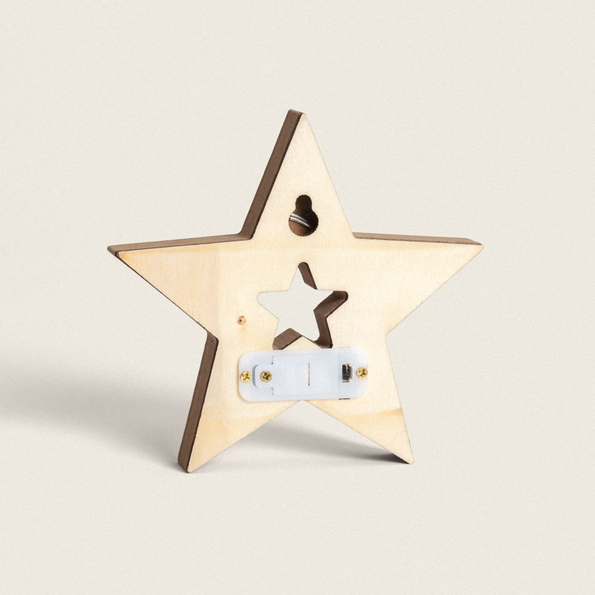 Product of Wooden LED Christmas Star with Battery 