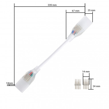Produkt von Verbindungskabel für LED-Streifen Neon 11/Wm RGB 220V AC 60 LED/m halbrund 180º IP67 nach Mass Schnitt alle 100 cm