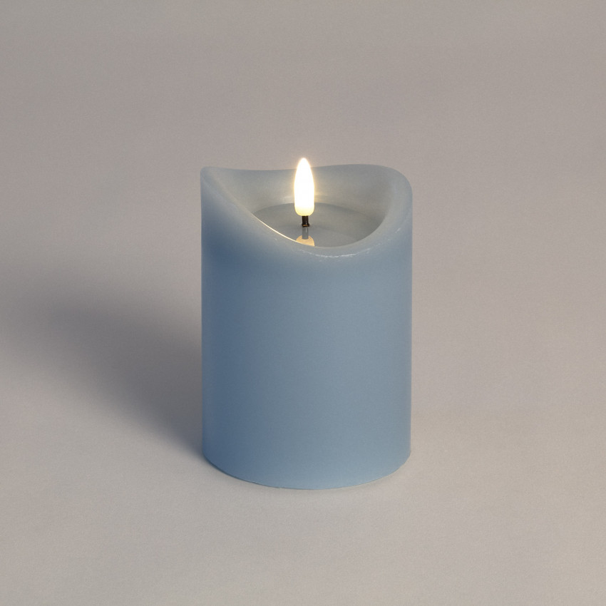 Produit de Bougie LED Cire Naturelle Bleue à Piles 12.5 cm
