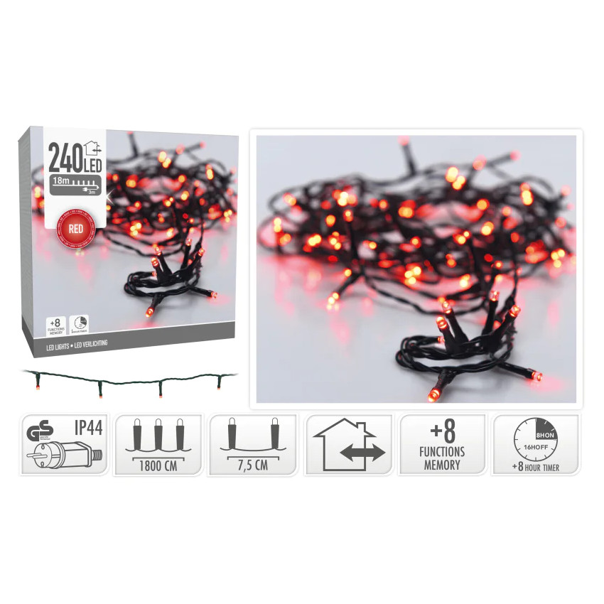 Product of 18m Black Cable Red Outdoor LED Garland