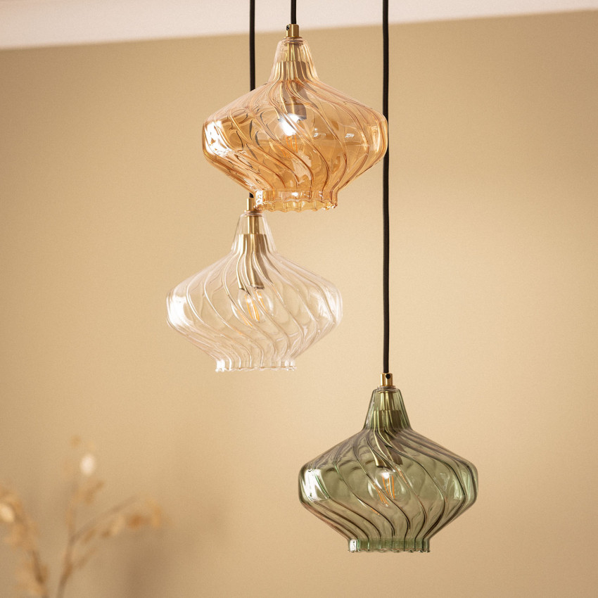 Product van Hanglamp Metaal en Glas  Blas 3 Spotlights