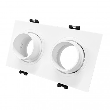 Downlight Ring Vierkant Kantelbaar met Laag UGR voor twee LED Lampen GU10 / GU5.3 Zaagmaat 75x150 mm Suefix