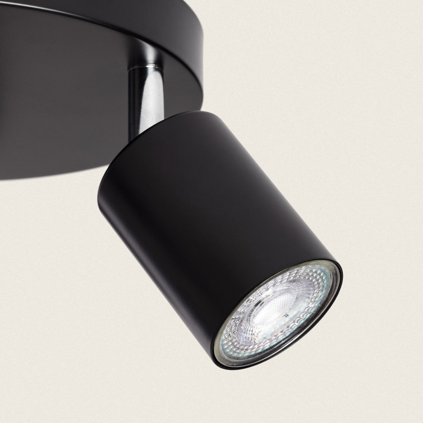 Product van Plafondlamp Verstelbaar  Rond Metaal Albus Zwart met 3 Spots  