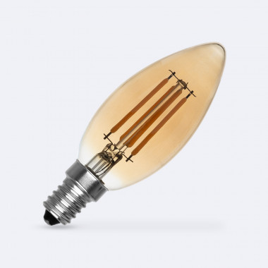 Lampadina Filamento LED E14 C35 6W 720lm Candela Gold