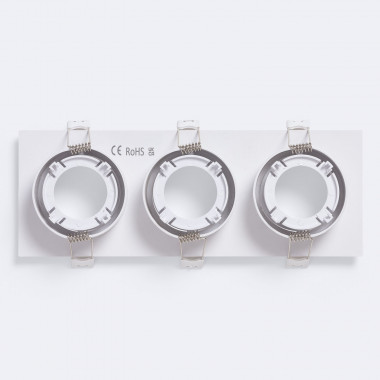 Product van Downlight Vierkant Kantelbaar Wit voor drie LED Lampen GU10 / GU5.3 Zaagmaat 235x75 mm
