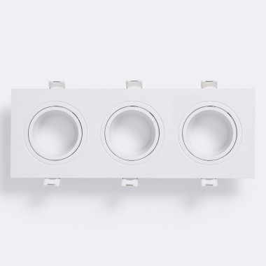 Product van Downlight Vierkant Kantelbaar Wit voor drie LED Lampen GU10 / GU5.3 Zaagmaat 235x75 mm