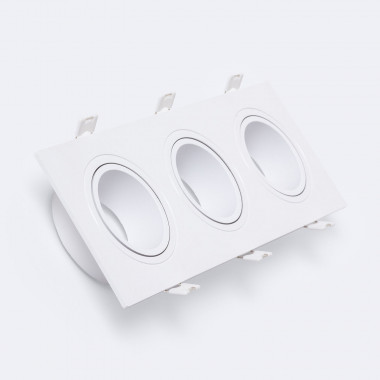 Obudowa Downlight Kwadratowa Biała dla 3 Żarówek LED GU10/GU5.3 Wymiary 235x75 mm