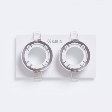 Product of Square Downlight Ring for 2 GU10 / GU5.3 LED Bulbs with 73x173 mm Cut Out in White 
