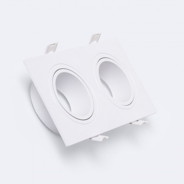 Square Downlight Ring for 2 GU10 / GU5.3 LED Bulbs with 73x173 mm Cut Out in White