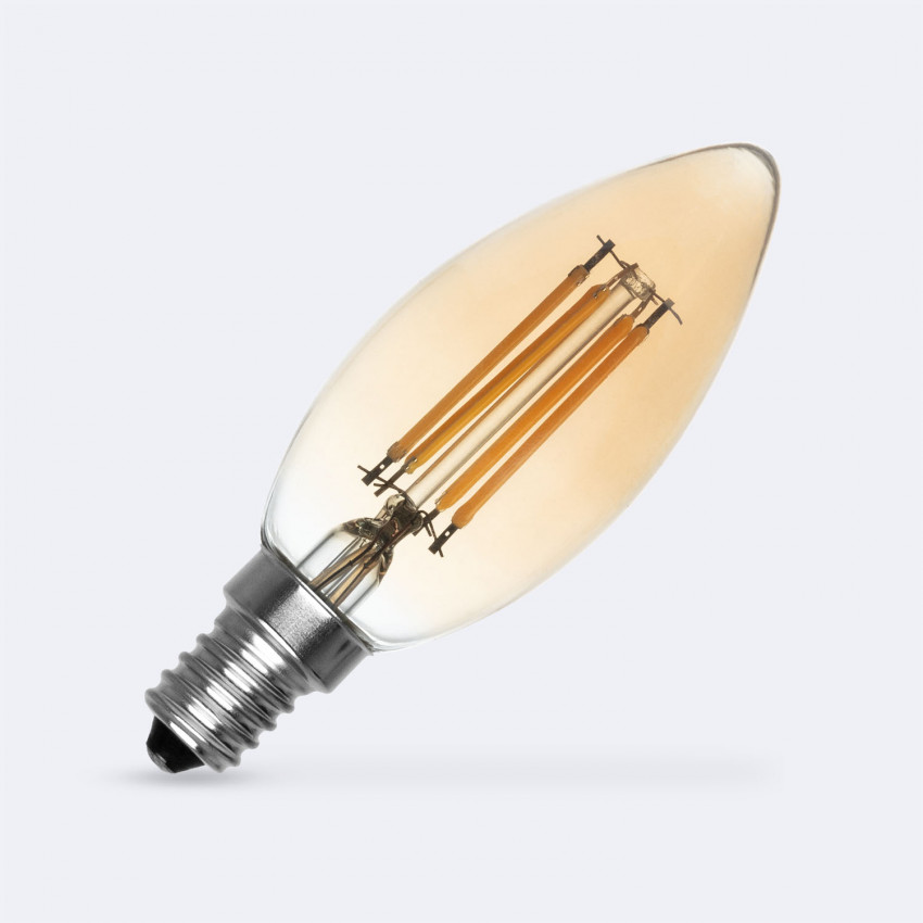 Product of 6W E14 C35 Dimmable Gold "Candle" Filament LED Bulb 720lm