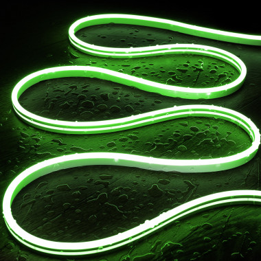 Neon LED Pásek 48V DC 120 LED/m IP65 Střih každých 5 cm Zelená
