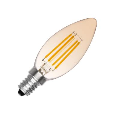 Lampadina Filamento LED E14 C35 6W 600 lm Regolabile Candela Gold