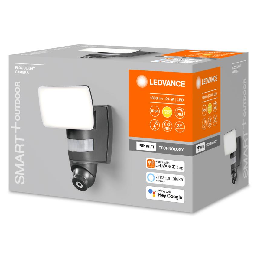 Product of 24W Smart+ WiFi Sensor LED Floodlight with Camera 74 lm/W IP44 LEDVANCE 4058075478312