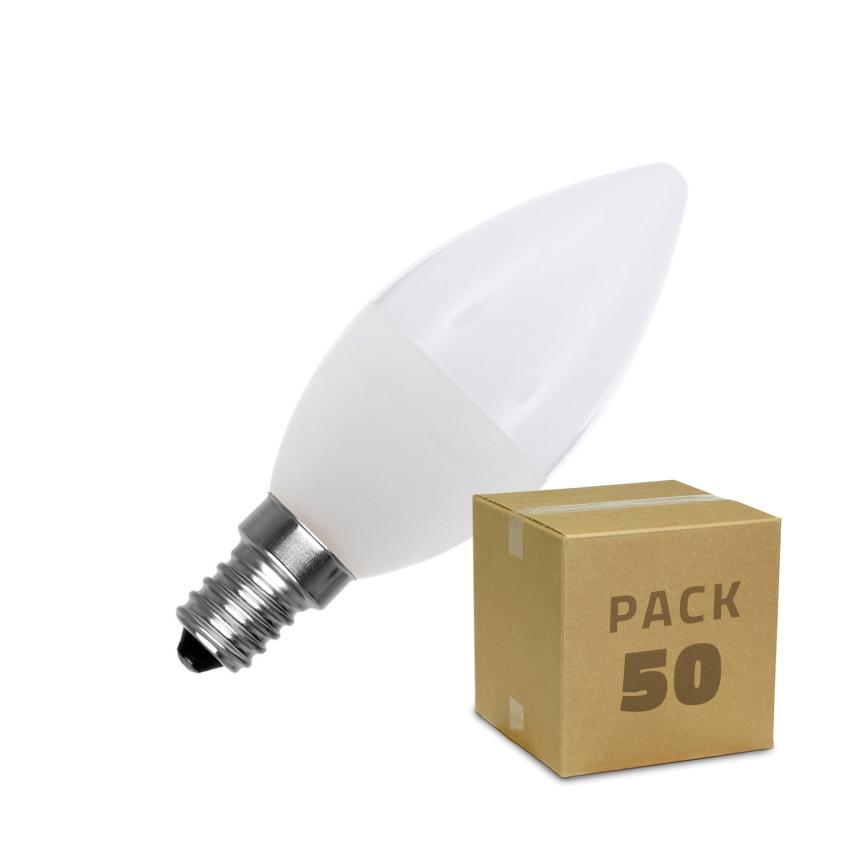 Product of Box of 50 5W E14 C37 LED Bulbs Cool White 4000K - 4500K