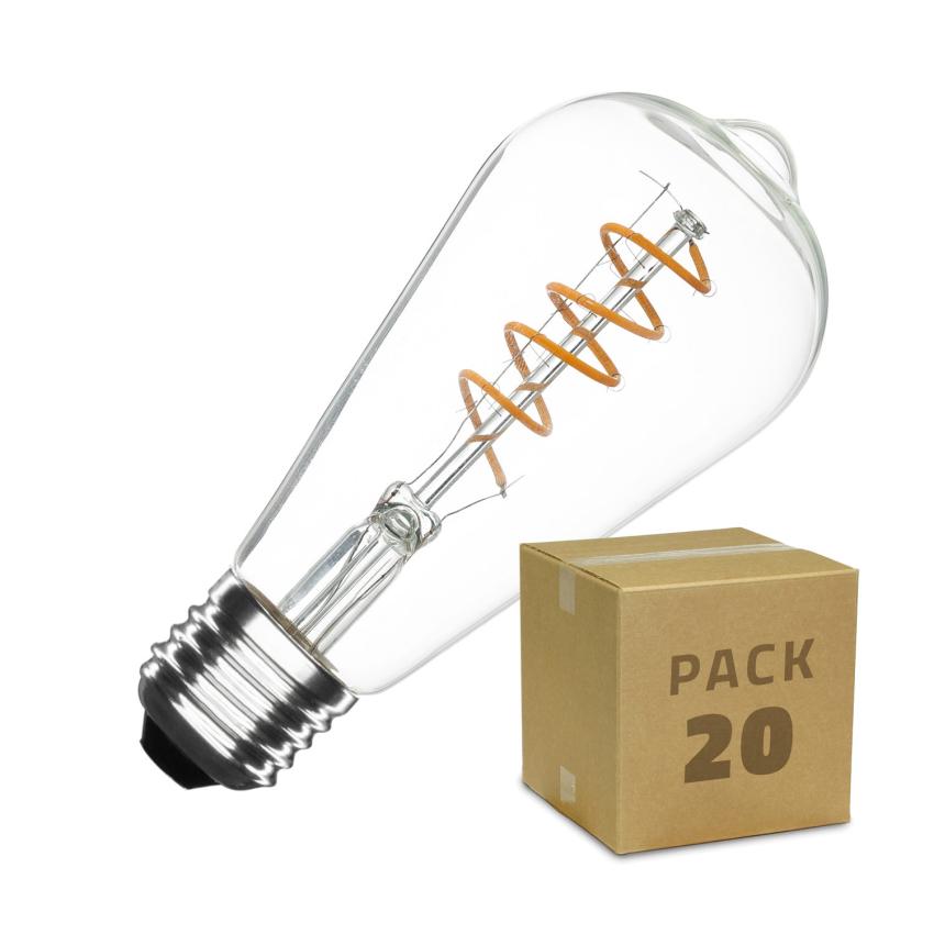 Produkt von 20er Pack LED-Glühbirnen E27 Filament Dimmbar 4W ST64 Espiral Big Lemon  