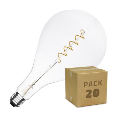 Balení 20x LED Filamentních Žárovek E27 4W PS165 Spirála Stmívatelné Teplá Bílá
