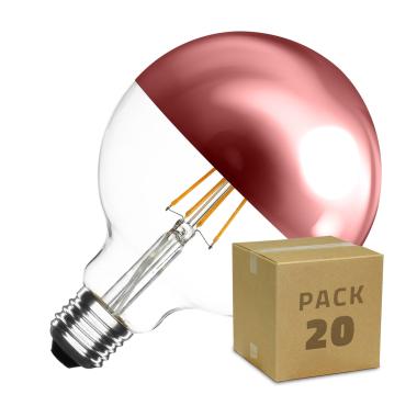 Doos met 20St LED Lampen E27 Dimbaar Filament Koper Reflect Supreme G125 6W Warm Wit