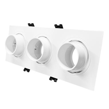 Downlight-Ring Quadratisch Schwenkbar mit niedrigem UGR für drei LED-Glühbirnen GU10 / GU5.3 Schnitt 75x235 mm Suefix