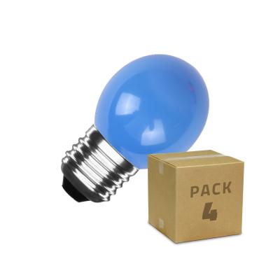Pack 4 Ampoules LED E27 3W 300 lm G45 Bleu