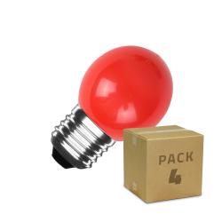 Product Pack of 4u E27 G45 3W LED Bulbs in Red 300lm 